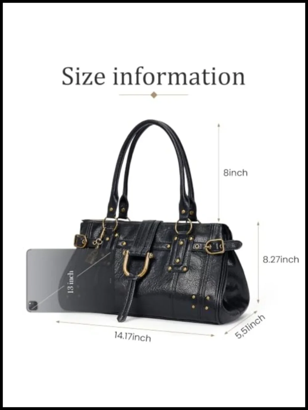 Slouchy Y2K Hobo Tote Bag Shoulder Handbag PU Leather Distressed Hardware